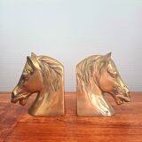 Pair of Vintage Brass Horse Bookends