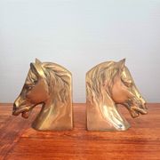 Paire de serre-livres vintage en laiton en forme de cheval