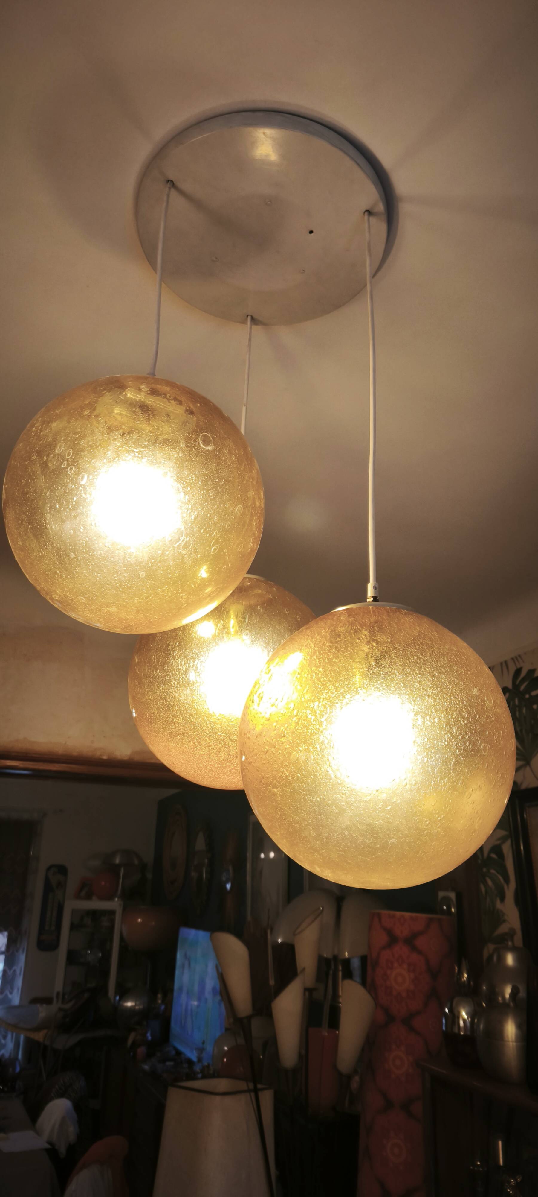 Amber glass ball suspension light Parscot