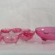 Vintage glasses service cup pink for 7 with service bowl