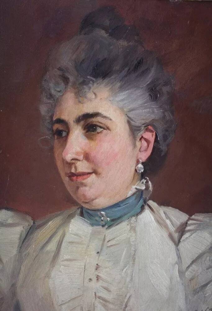 Antique Framed Portrait Painting of a Woman