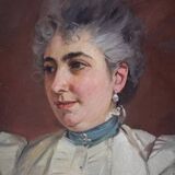 Portrait de femme encadré ancien
