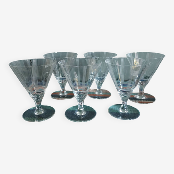6 grands verres en cristal gravé datant des années 30 - h13 cm