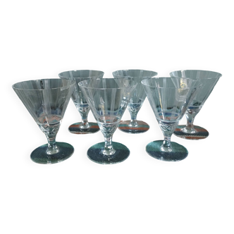 6 grands verres en cristal gravé datant des années 30 - h13 cm
