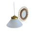 Vintage globe pendant light in smooth white opaline and gold metal