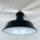 Industrial pendant light in black and white enamelled sheet metal factory bowl