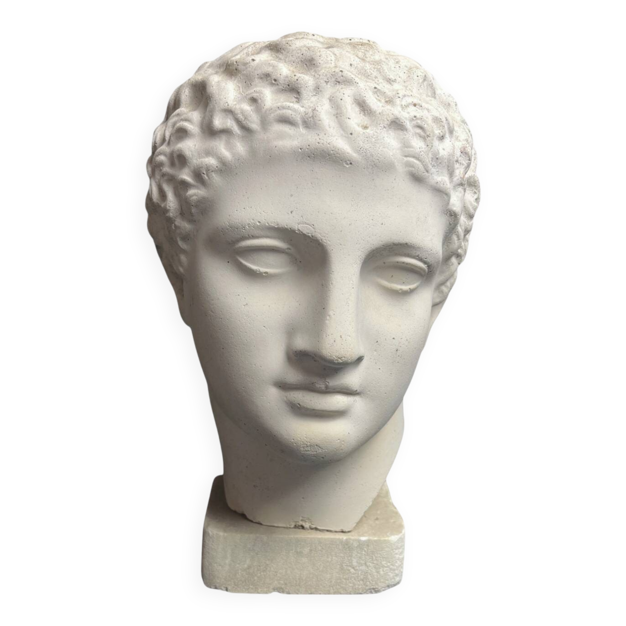 Antique Hermes head sculpture, patinated plaster, mid-20th century