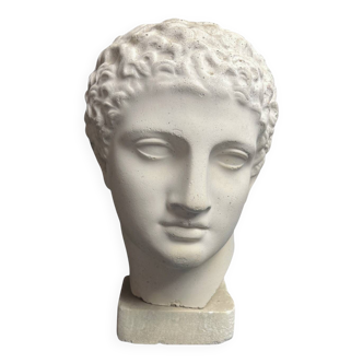 Antique Hermes head sculpture, patinated plaster, mid-20th century