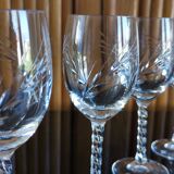 Lot 6 white wine/port glasses cut crystal twisted foot spike crystal from Arques