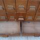 Apothecary or trade cabinet in fir with 53 drawers.
