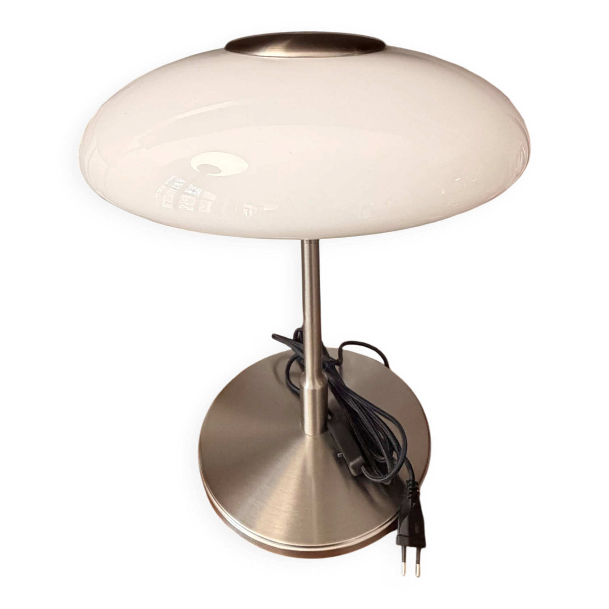 Tällbyn mushroom table lamp Ikea vintage white opaline glass chrome