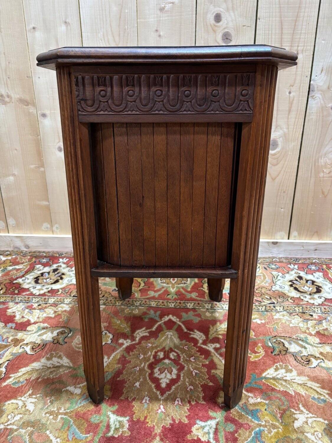 Antique bedside table in solid oak