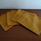 4 vintage camel fringed napkins
