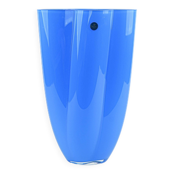 Vase bleue, design danois, années 1980, fabriqué par Royal Copenhagen
