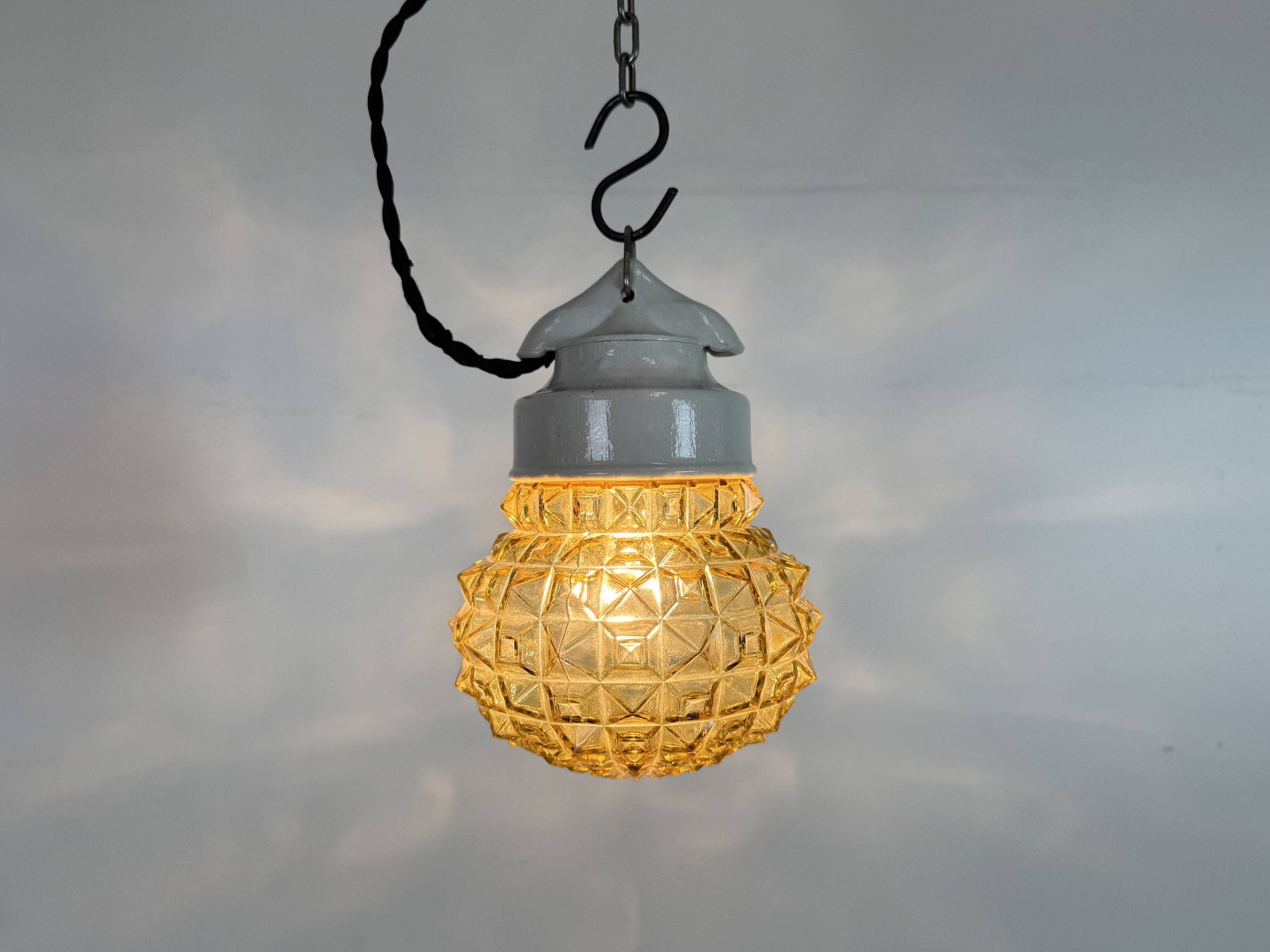 Vintage White Porcelain Pendant Light, 1970s