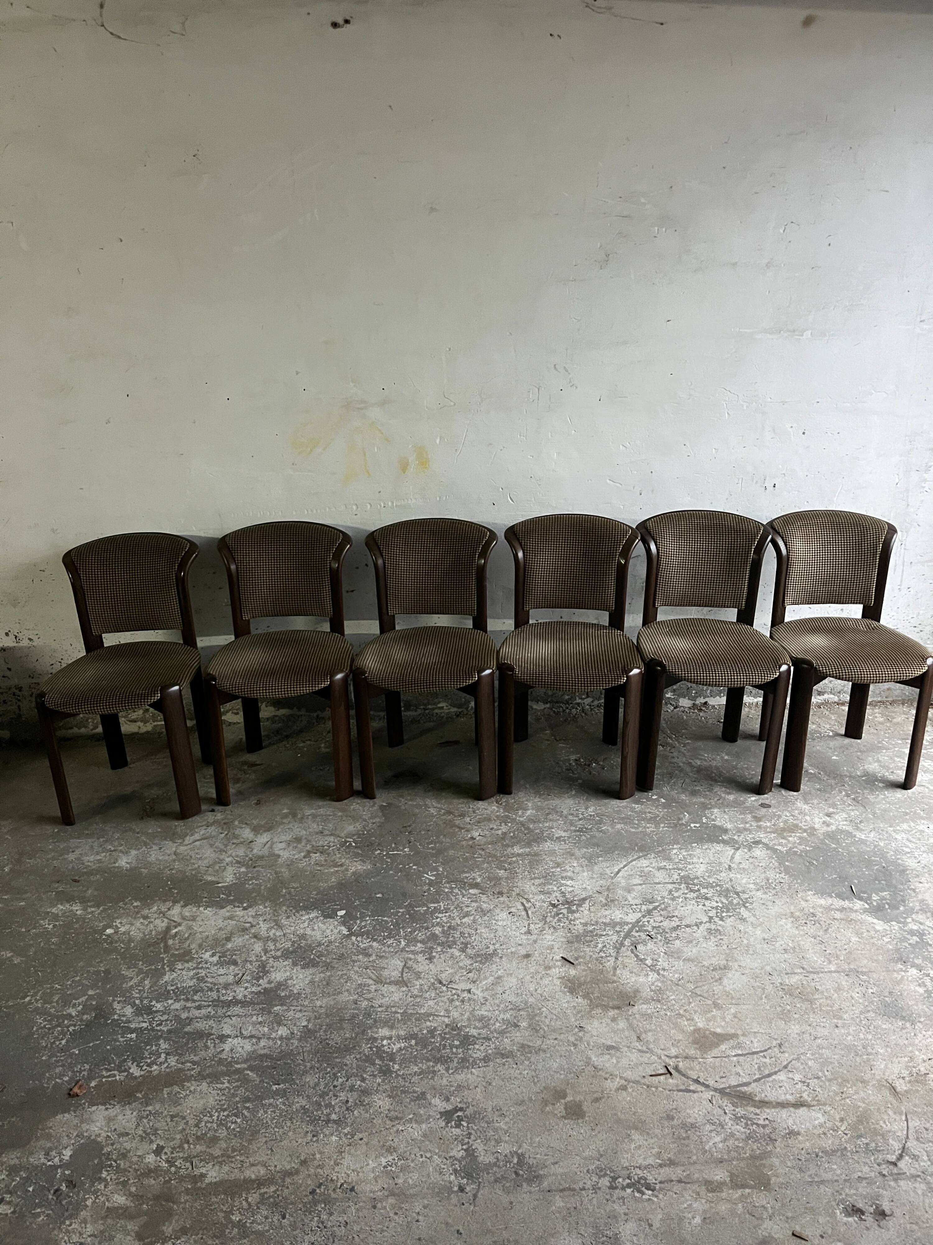 Vintage dining chairs with curved backrest – set of 6