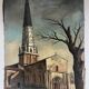 Jean Robert Ithier (1904-1977) Ars en Ré, View of the church, oil on canvas signed