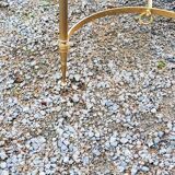 70s Neoclassical Style Coffee Table in Gilded Brass with Mahogany Veneer Top