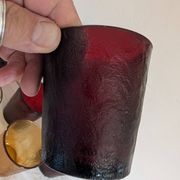 6 vintage glasses Lever France amber and ruby from the 1970s