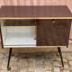 Mid-Century Modern bar cabinet 1960s with compass legs & brass