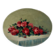 Old oil painting on oval wood with roses thrown from the 30s