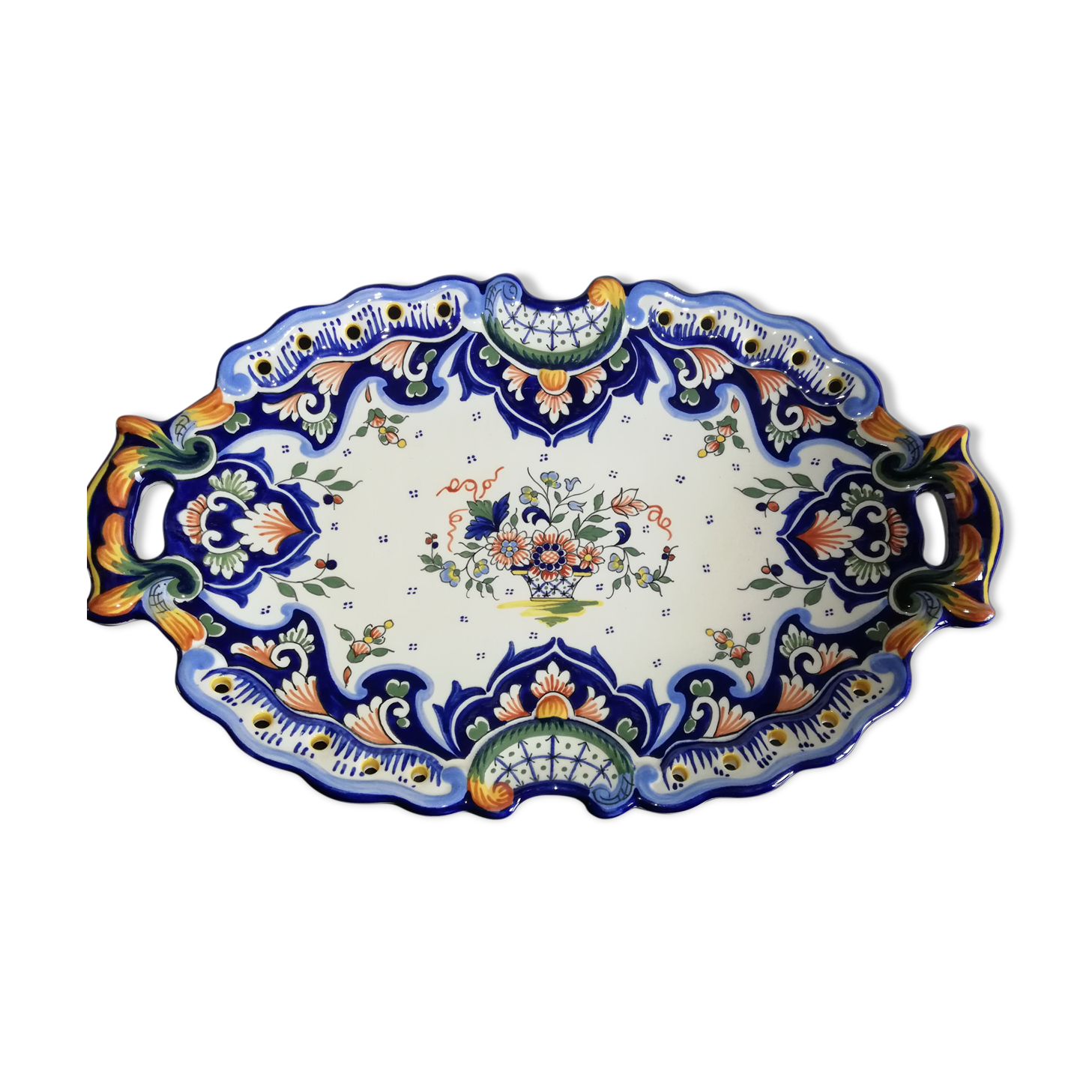 Blue ceramic tray of Desvres