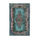 Handmade antique turkish 1970s 170 cm x 272 cm blue rug