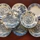 8 blue & white dinner plates (Royal Tudor Gien Lunéville Ceraminter)