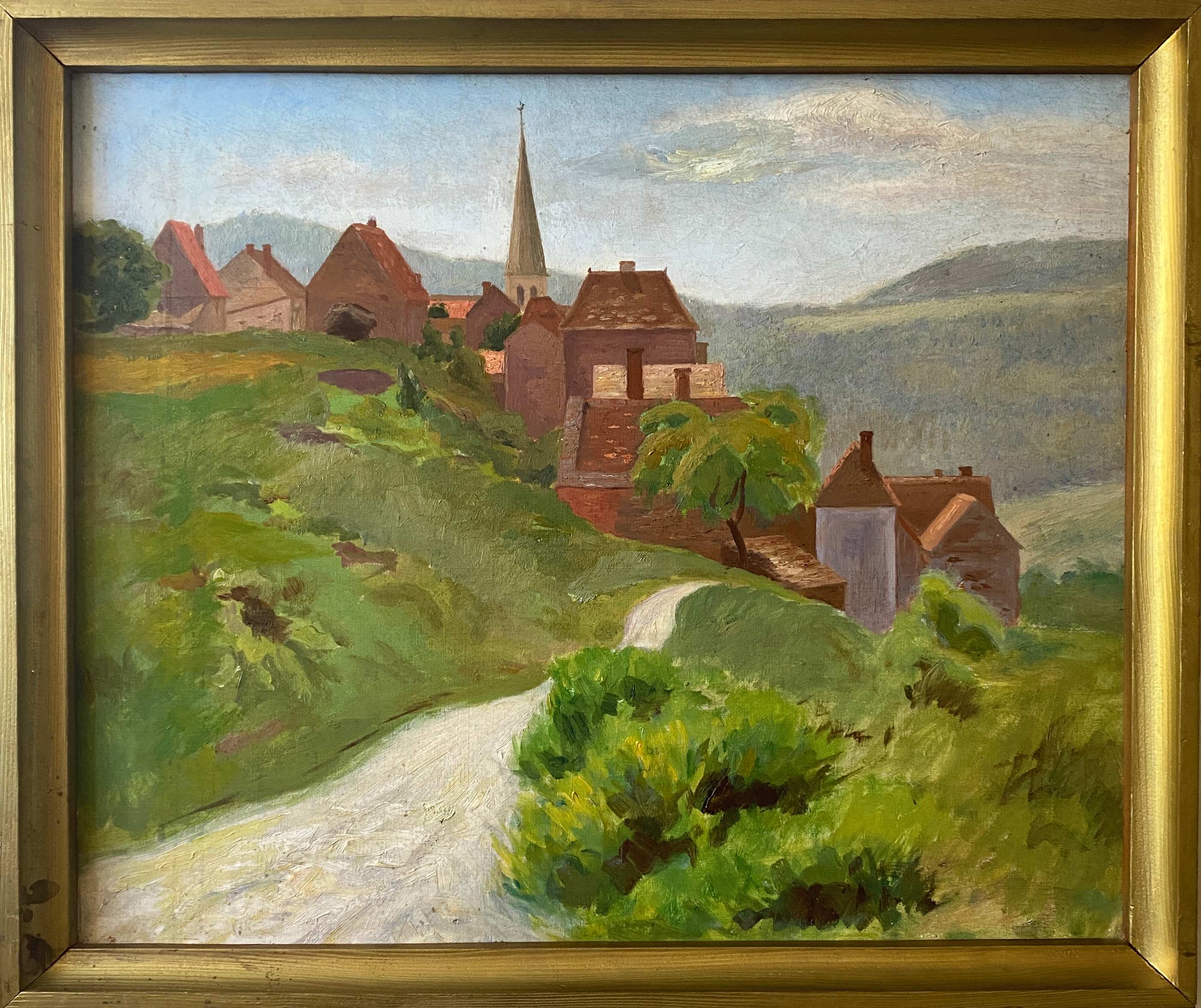HST painting "The Village in the Valley" beginning of the last century ec. Aven Bridge