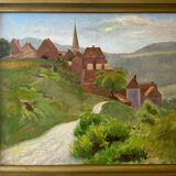 HST painting "The Village in the Valley" beginning of the last century ec. Aven Bridge