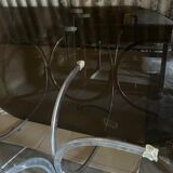 Dining table smoked glass feet metal