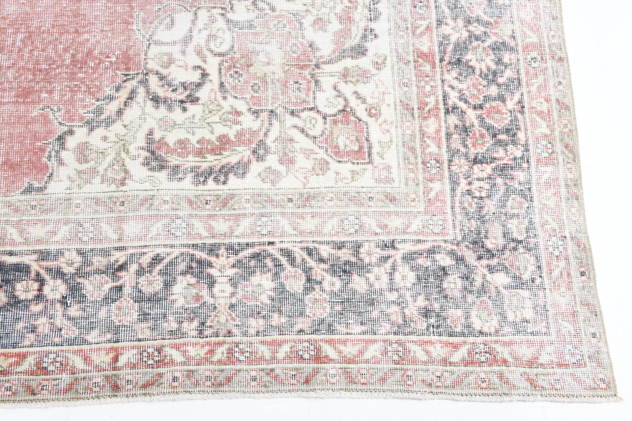8x12 Large Vintage Pale Red & Blue Persian Rug, Oriental Rustic Carpet