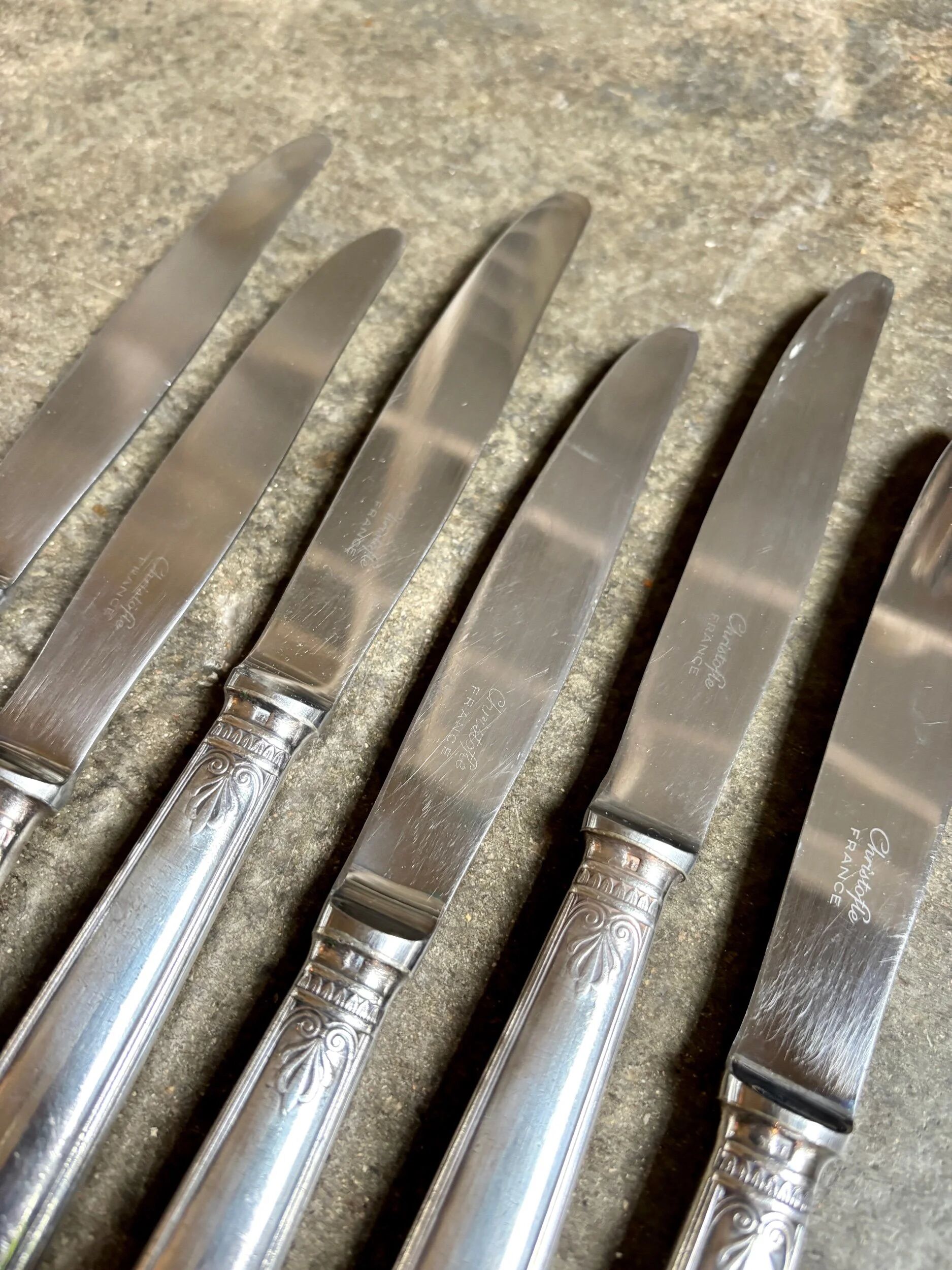 6 Christofle silver-plated knives, "Malmaison" service
