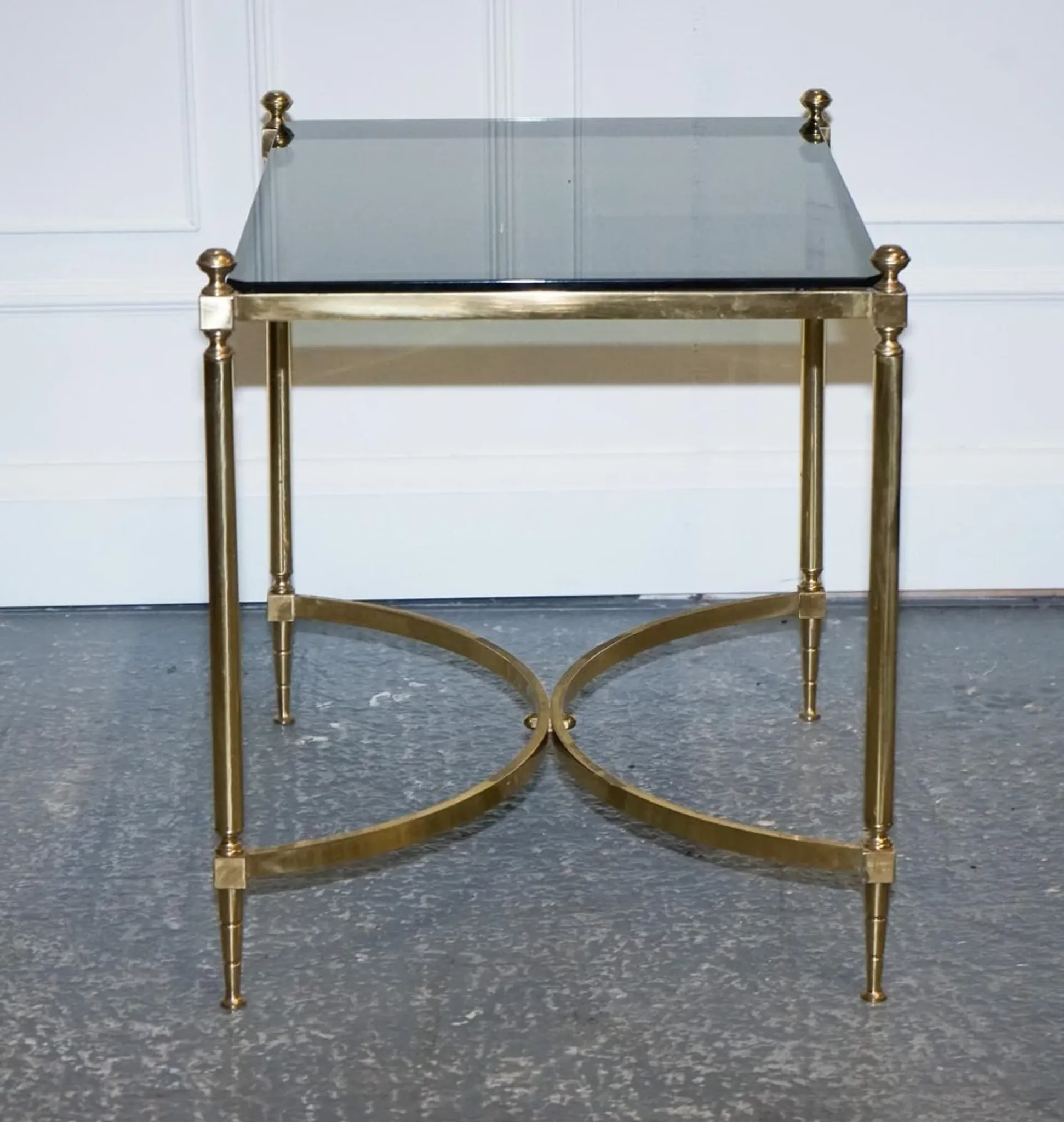 Hollywood Regency Coffee Table in Brass and Smoked Glass, France, 1960s