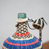 Braided wire bottle, plastic wire, scoubidou bottle, Viresa glass bottle