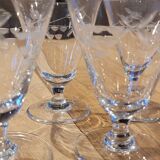 4 antique engraved glass glasses