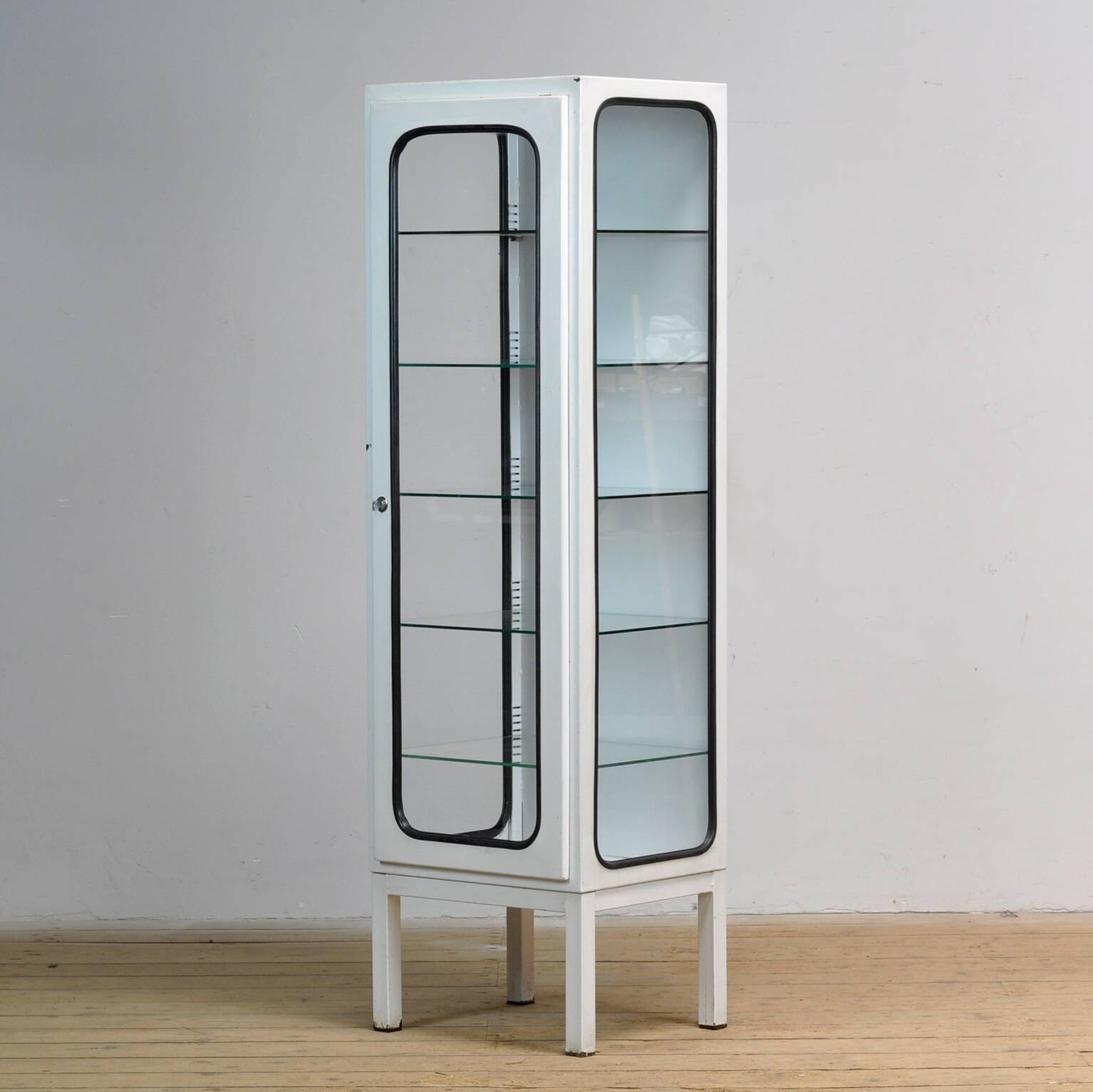 Vintage Iron And Glass Medical Cabinet, 1970s