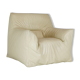 Fauteuil cuir et mousse couleur crème, France, circa 1970
