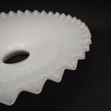 French Frilled Glass Pendant Shade White Opaline Glass Scalloped Edge 256