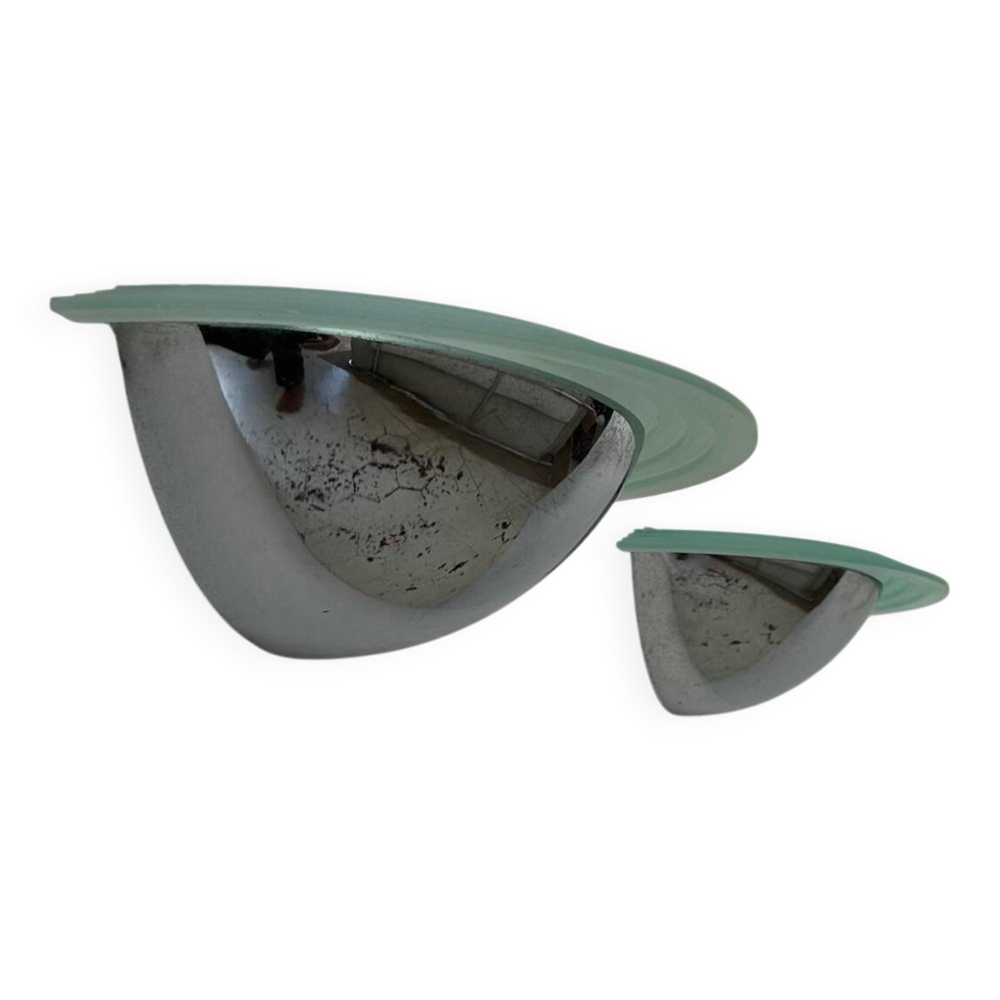 Pair of vintage wall lights, chrome and altuglass, Sweden 1970