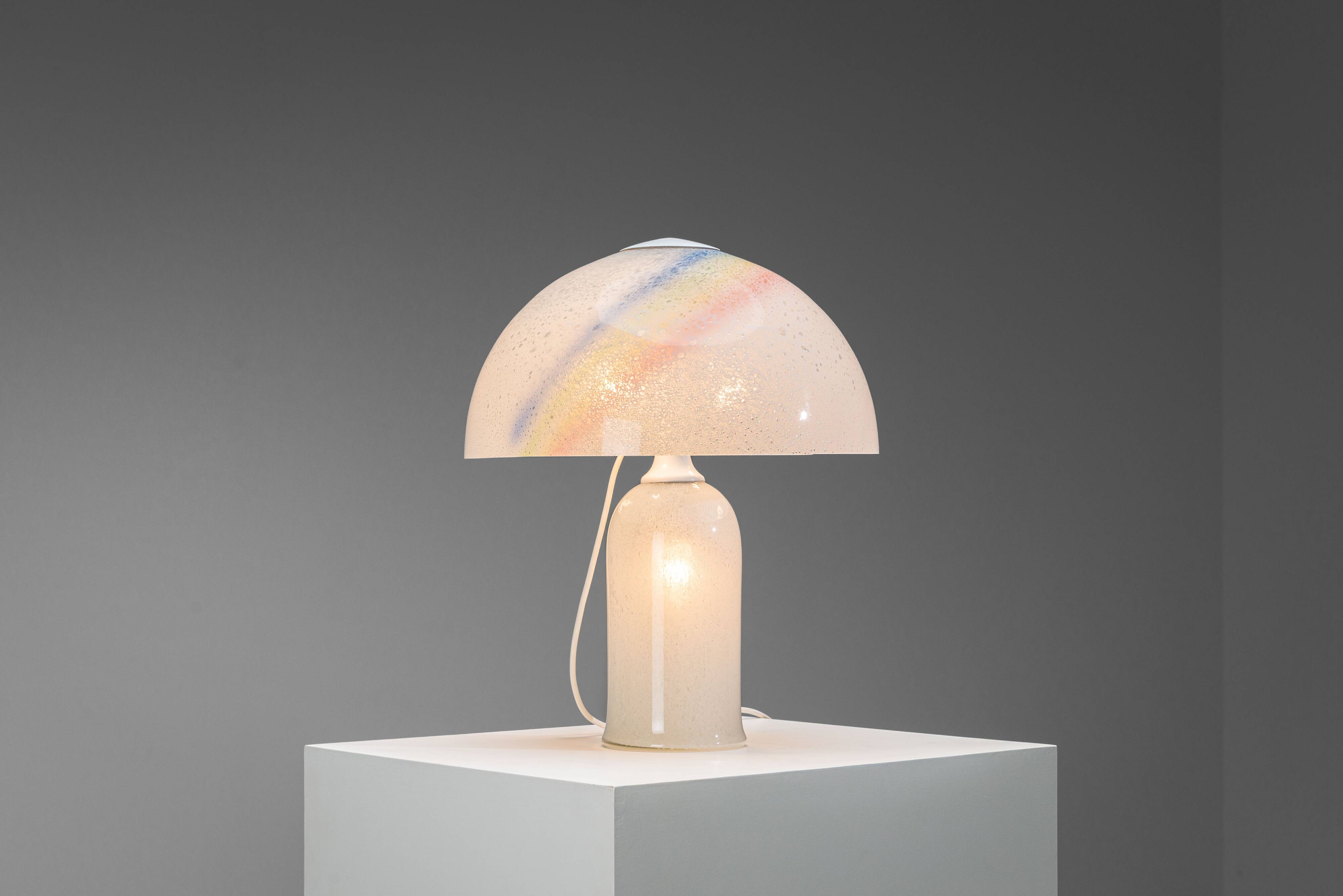 Doria table lamp in bubble glass with rainbow coloured details