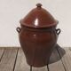 Large vintage glazed terracotta jar, cognac, with lid 🏺