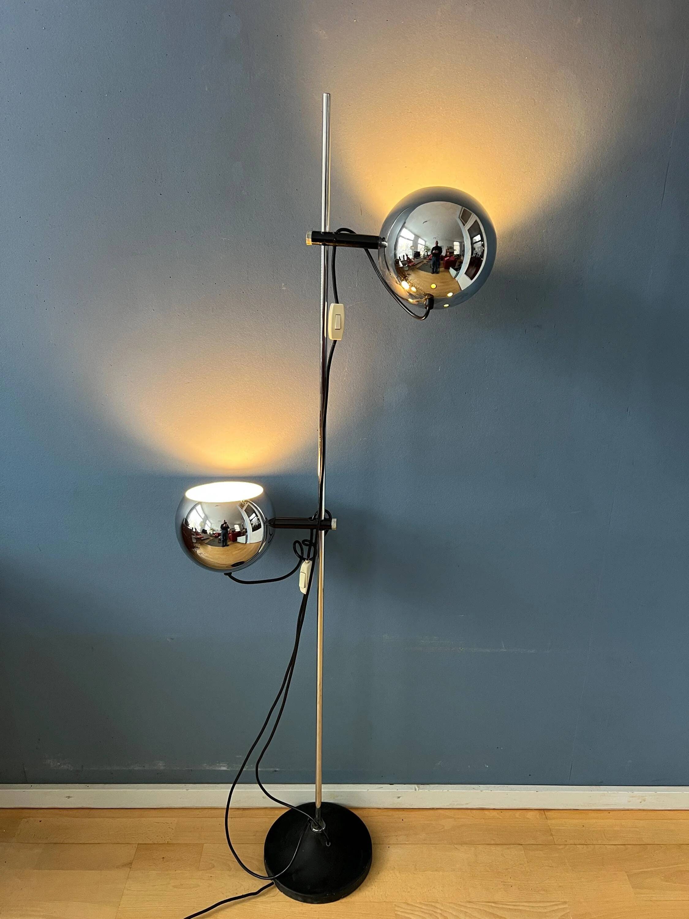 Chrome ball floor lamp Herda Mid-Century 1970s