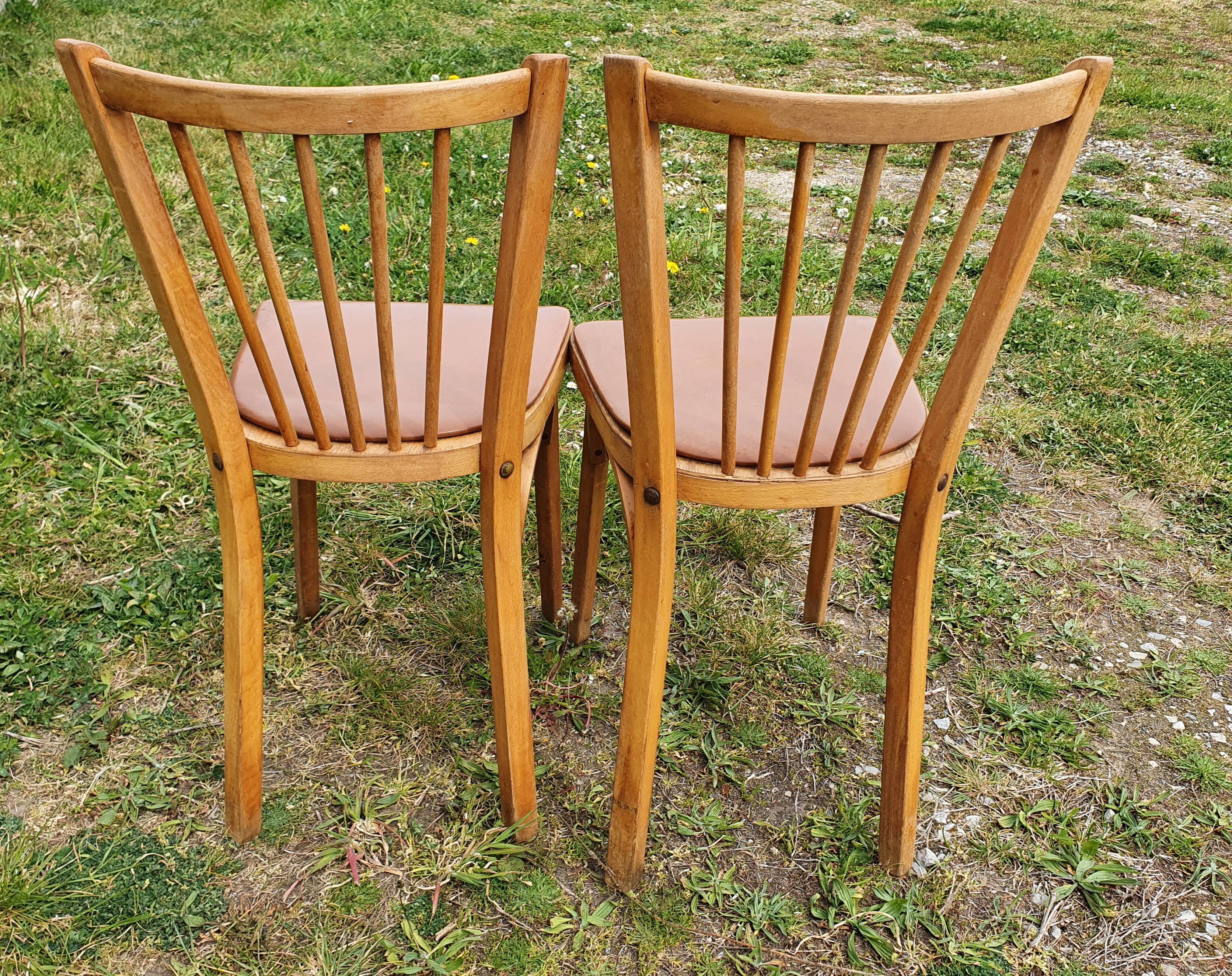 2 Baumann chairs No.12 brown seat