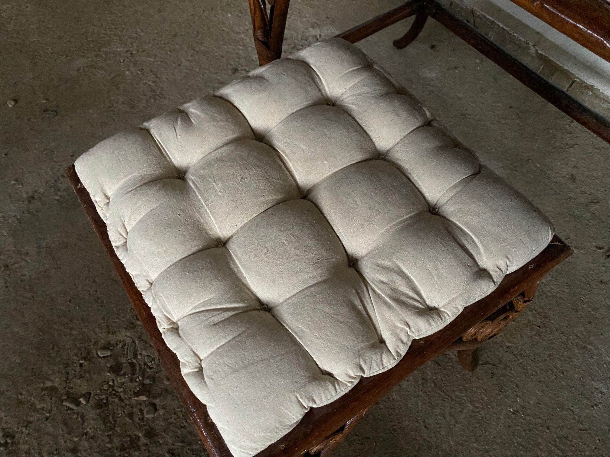 Vintage rattan dressing table with mirror and stool 1970