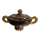 Vallauris ceramic sugar bowl, burgundy and gilded, by Marius Giuge