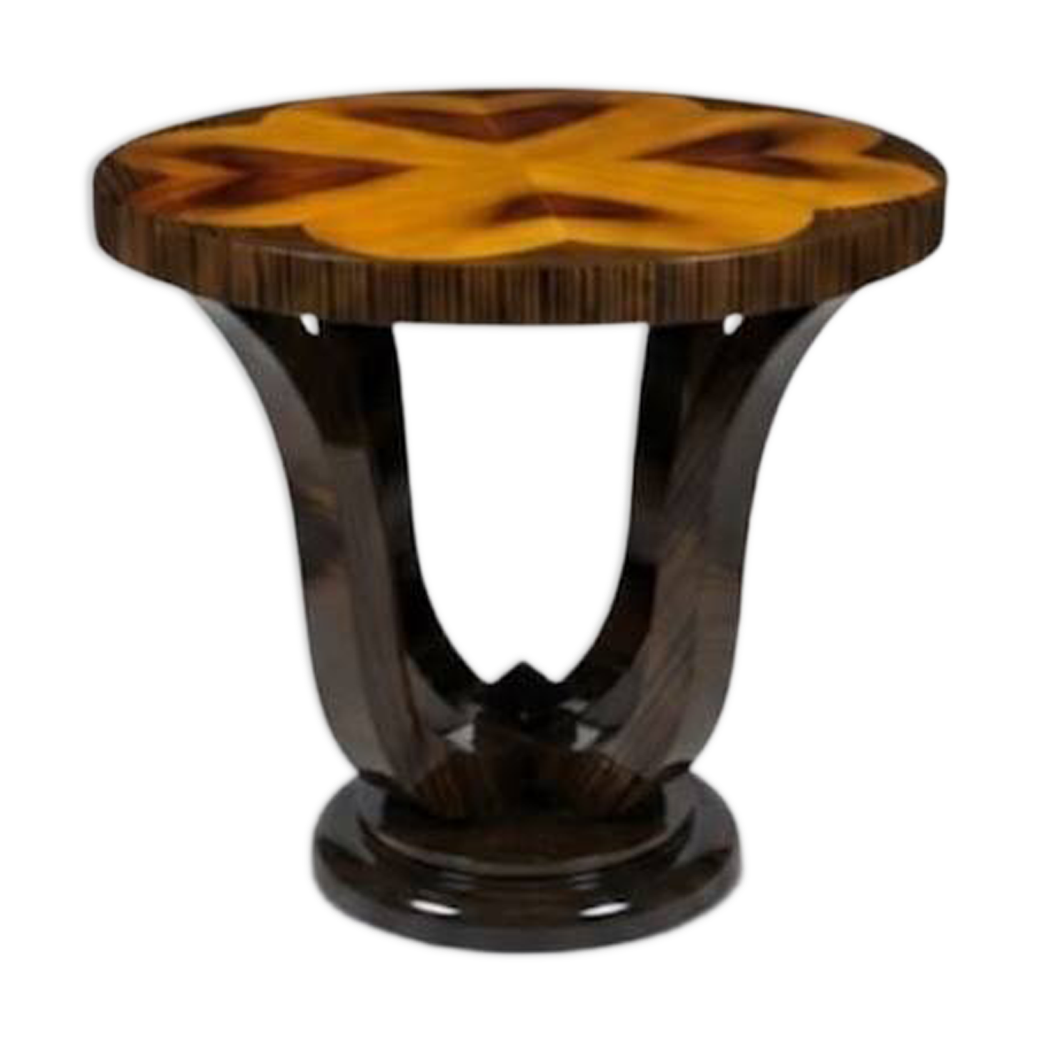 Guéridon rond Art Déco en bois de hêtre