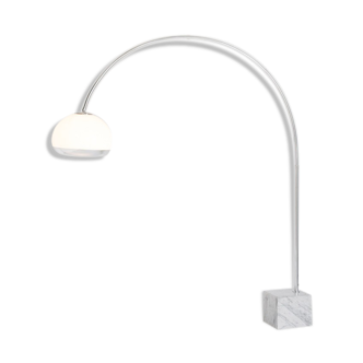 Lampadaire Arc vintage en métal chromé avec pied en marbre, France 1970