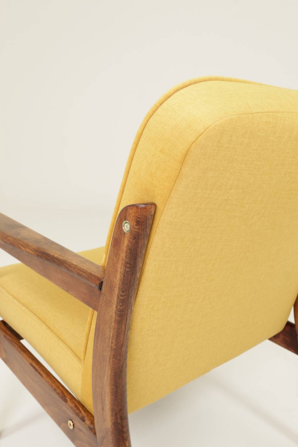 Vintage Scandinavian style yellow retro velvet armchair 1960s