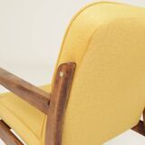 Vintage Scandinavian style yellow retro velvet armchair 1960s